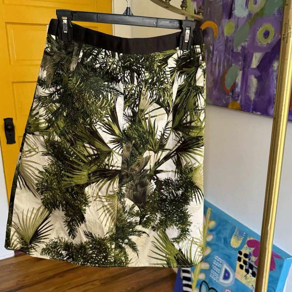 Worthington Skirt 6 Green Knee Length Side Zip Lined A Line Casual tropical